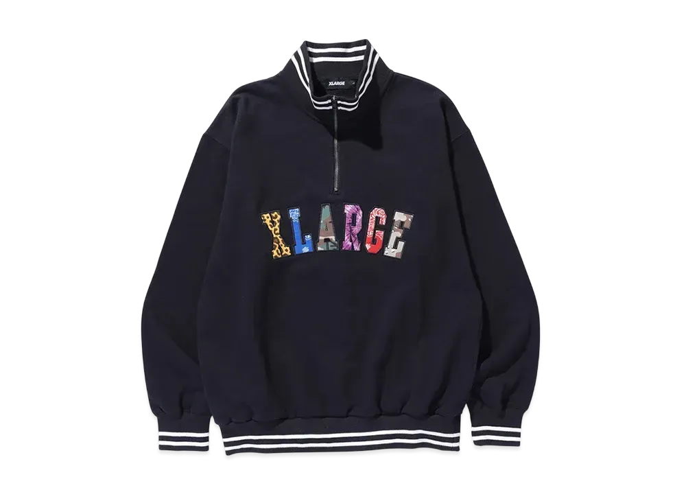 XLARGE Mixed Logo Half Zip Sweatshirt "Black"