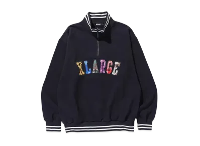 XLARGE Mixed Logo Half Zip Sweatshirt "Black"