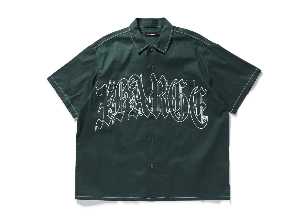 XLARGE Old English S/S Work Shirt "Green"