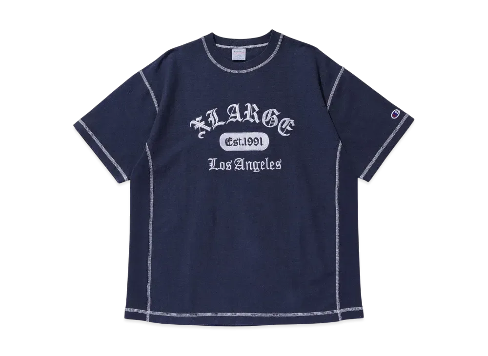 XLARGE x Champion Reverse Weave Stiched S/S Tee "Navy"