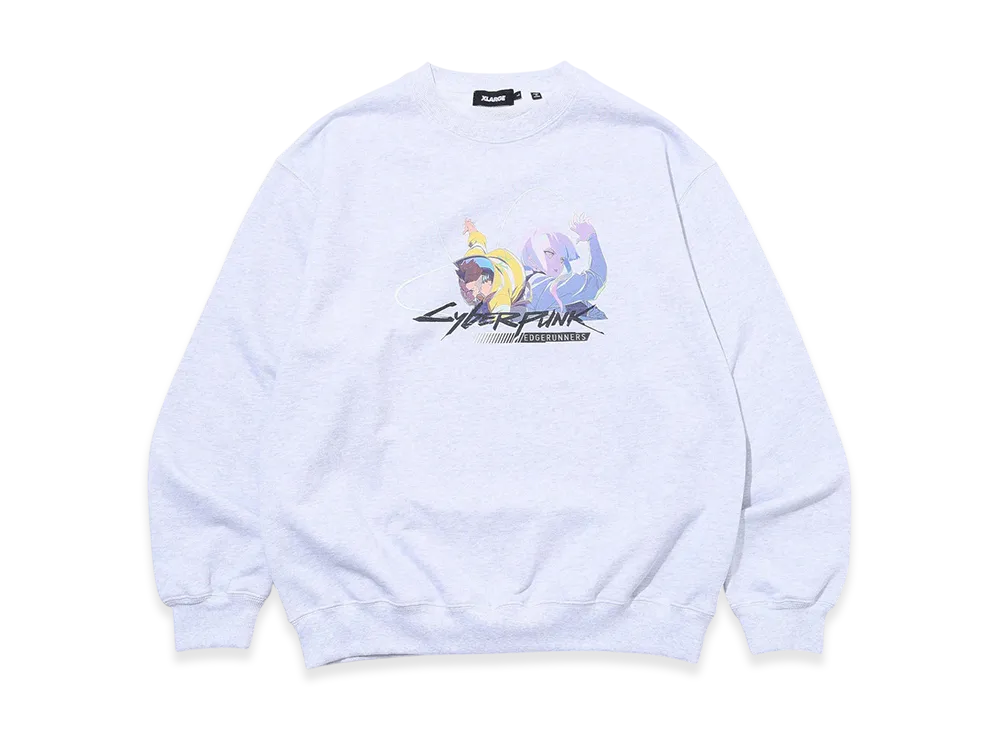 XLARGE x CYBERPUNK: EDGERUNNERS Crewneck Sweatshirt "Ash"