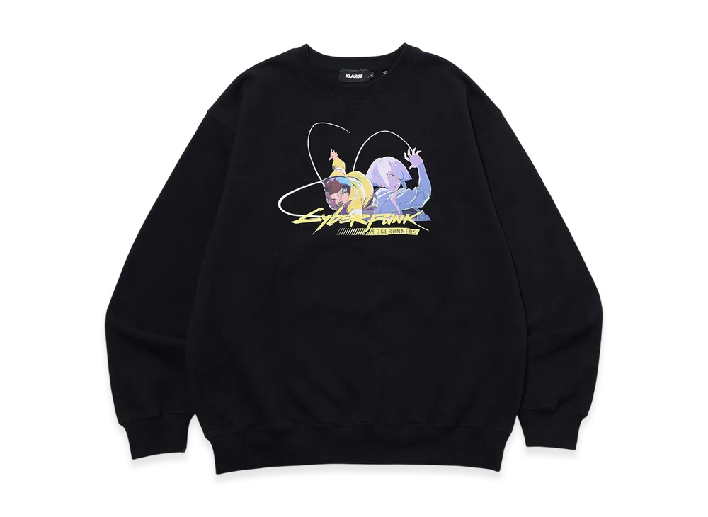 XLARGE x CYBERPUNK: EDGERUNNERS Crewneck Sweatshirt "Black"