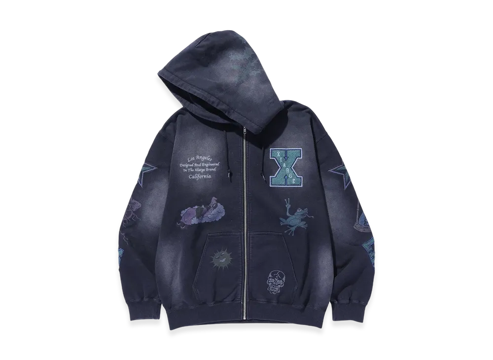 Xlarge Multi Logo Zip Up Hooded Sweatshirt "Black"