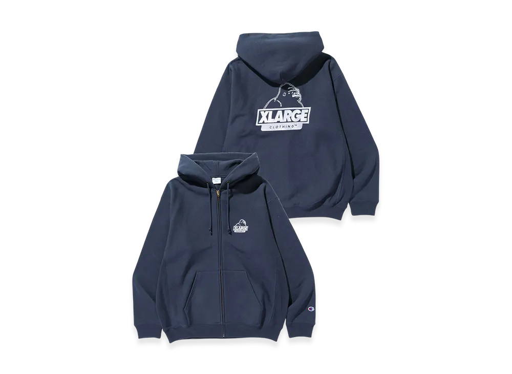 Xlarge x Champion Reverse Weave Zip Up Hooded Sweatshirt "Navy"