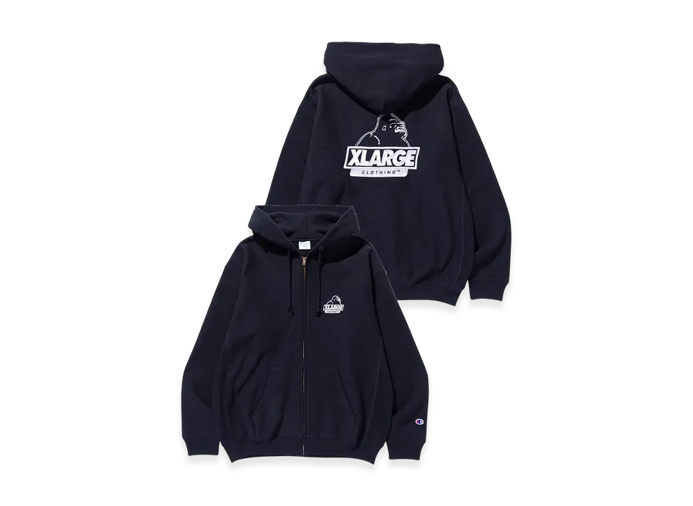 Xlarge x Champion Reverse Weave Zip Up Hooded Sweatshirt "Black"