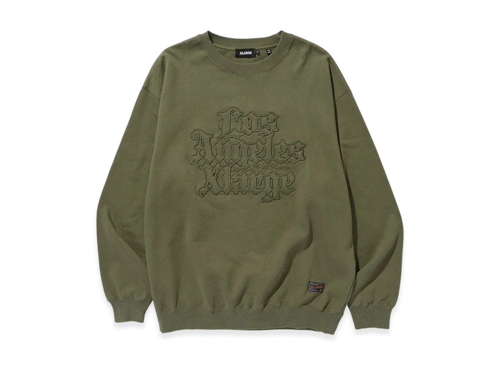 XLARGE Patched Old English Crewneck Sweatshirt "Olive"