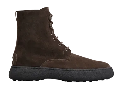 TOD'S W. G. Lace-up Ankle Boots in Suede "Brown"
