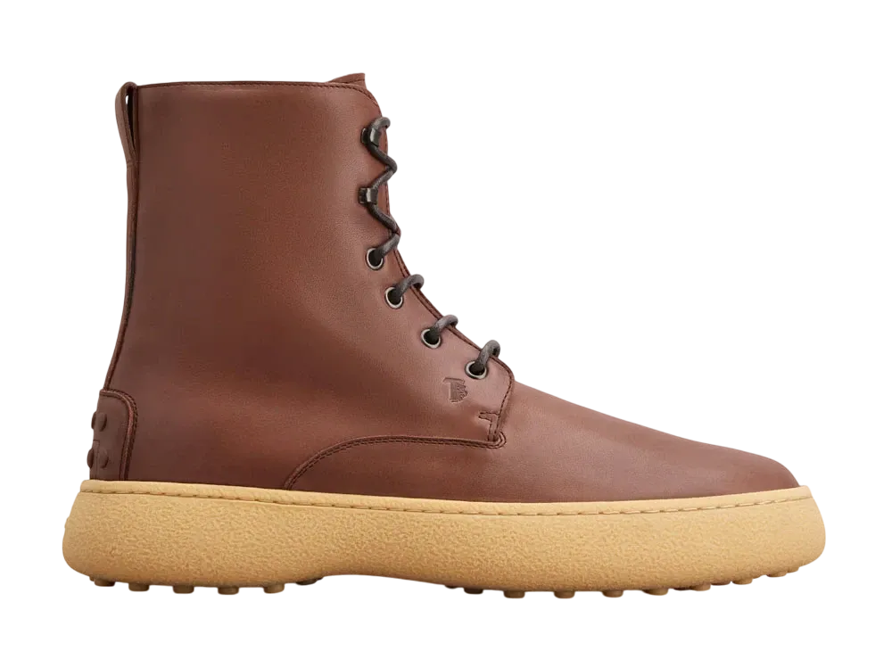 TOD'S W. G. Lace-up Ankle Boots in Leather "Brown"