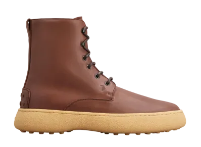 TOD'S W. G. Lace-up Ankle Boots in Leather "Brown"