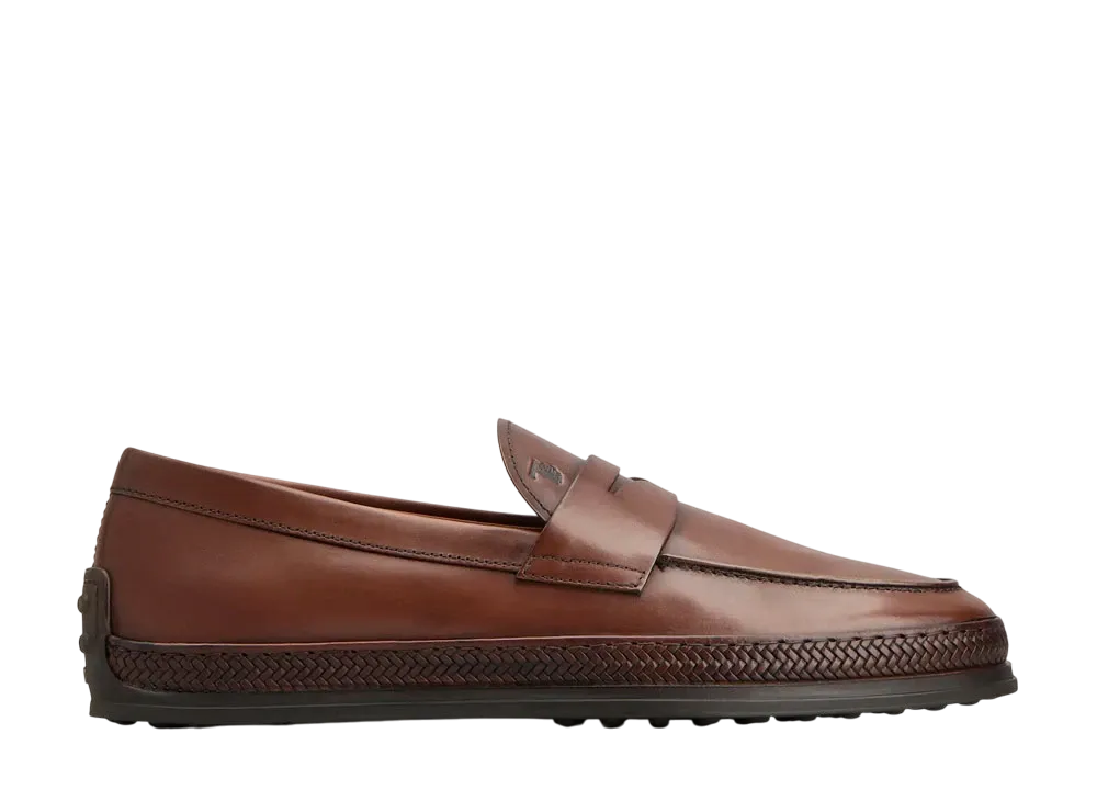 イタリア製 TOD'S 9.5 レザースニーカー シューズ 茶 ブラウン Man ブラウン トッズ タブズ レザー スニーカー