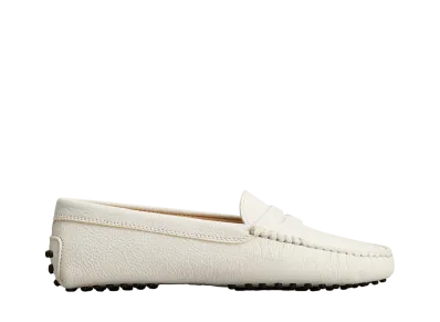 TOD'S Women's Gommino Driving Shoes in Suede "White"