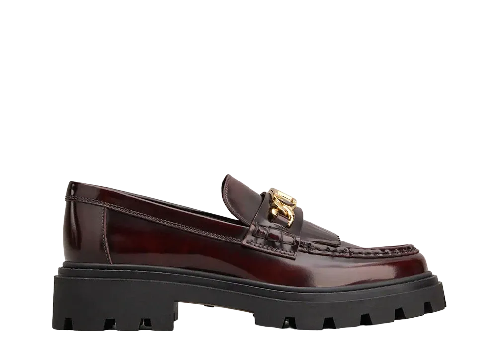 TOD'S Women's Fringed Loafers in Leather "Bordeaux" XXW08J0GF80SHAR810