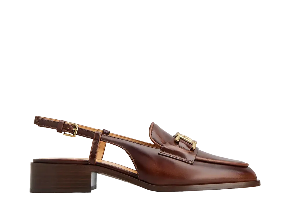 TOD'S Women's Kate Slingback Loafers in Leather "Brown" XXW28K0HW90EB5S003