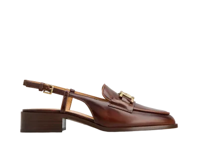 TOD'S Women's Kate Slingback Loafers in Leather "Brown" XXW28K0HW90EB5S003