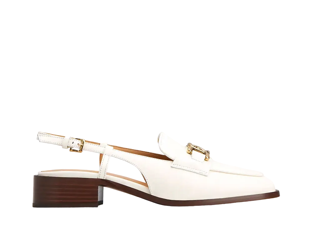 TOD'S Women's Kate Slingback Loafers in Leather "Cream" XXW28K0HW90GOCC016