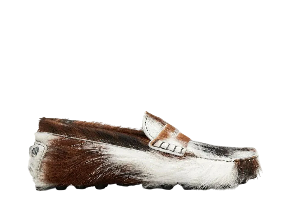 TOD'S Women's Gommino Bubble in Pony Effect Leather "Brown/White"