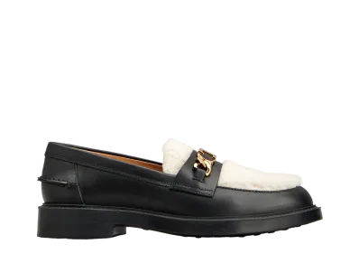 TOD'S Women's Loafers in Leather and Sheepskin "Black" XXW59C0HN3099A1193