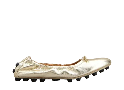 TOD'S Women's Bubble Ballerinas in Leather "Gold" XXW76K0HD20S7HB008
