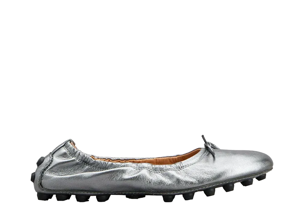 TOD'S Women's Bubble Ballerinas in Leather "Silver" XXW76K0HD20S7HB205