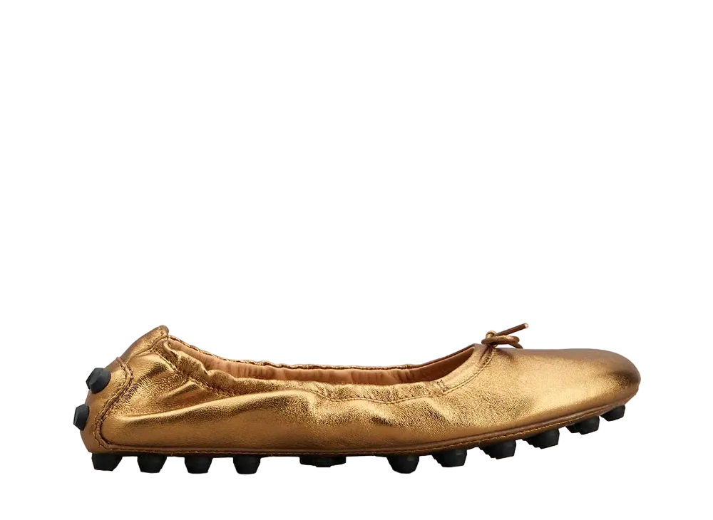 TOD'S Women's Bubble Ballerinas in Leather "Gold" XXW76K0HD20S7HC811