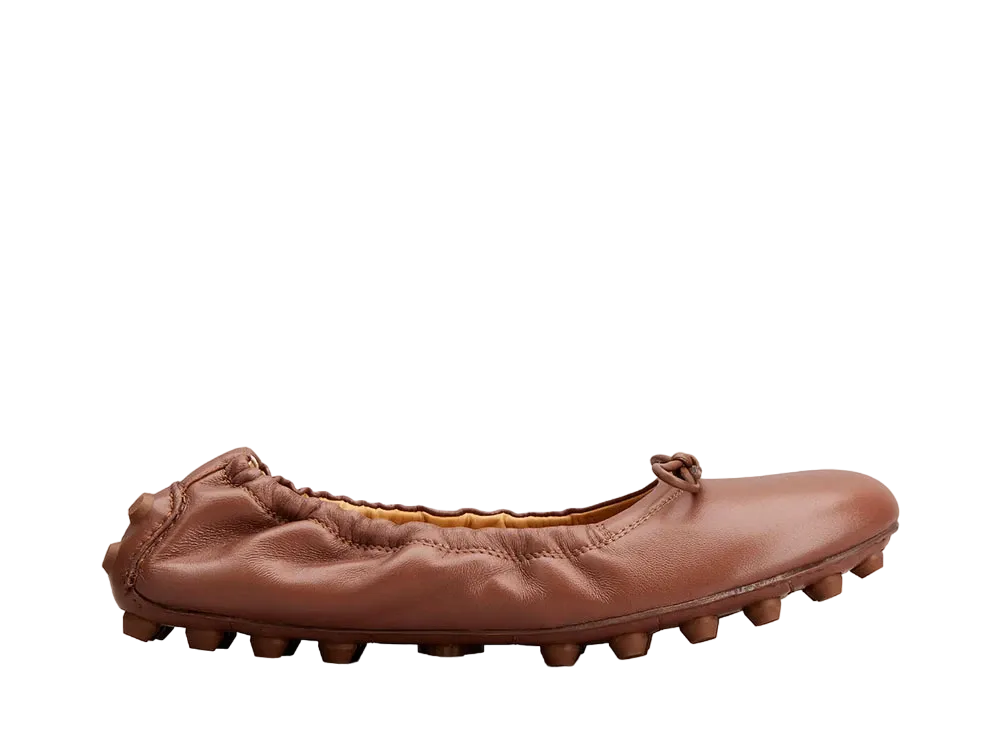 TOD'S Women's Bubble Ballerinas in Leather "Brown" XXW76K0HD20SOM9996