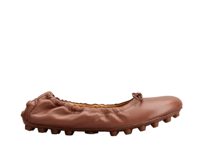 TOD'S Women's Bubble Ballerinas in Leather "Brown" XXW76K0HD20SOM9996