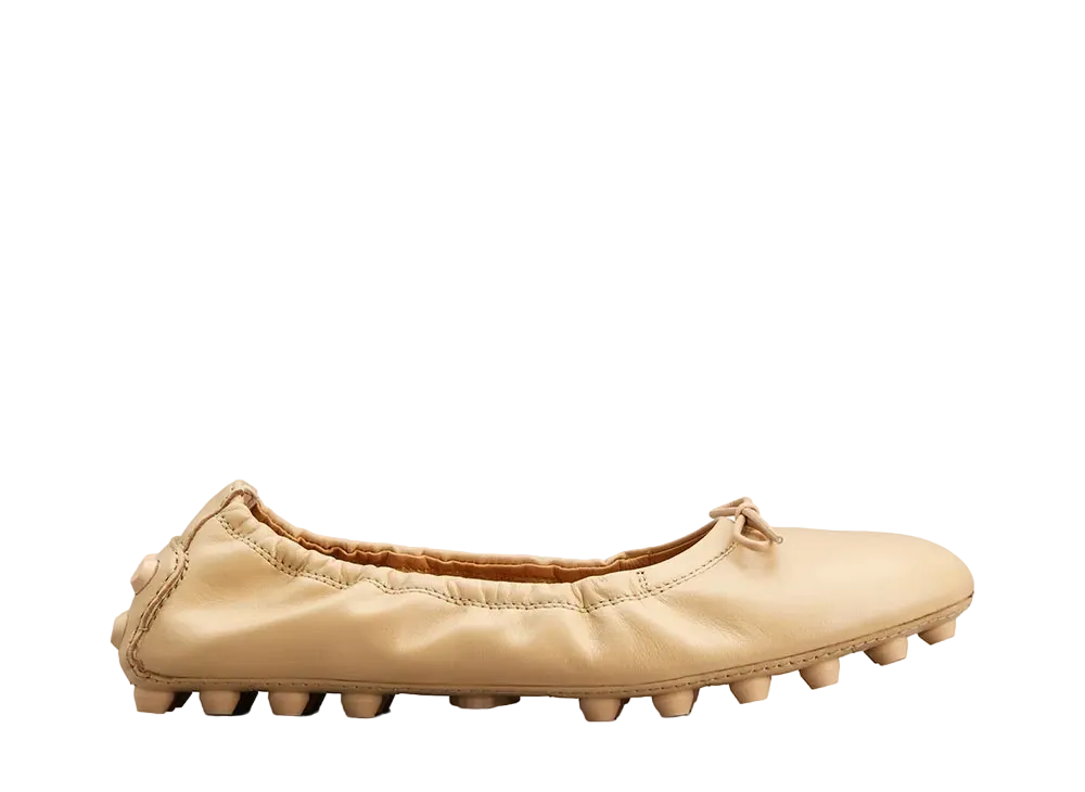 TOD'S Women's Bubble Ballerinas in Leather "Beige" XXW76K0HD20SOM9998