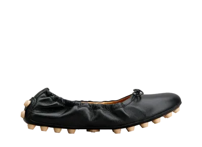 TOD'S Women's Bubble Ballerinas in Leather "Black/Cream" XXW76K0HD20SOMB999