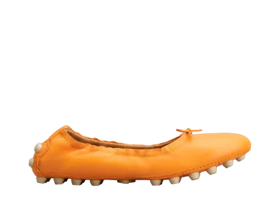 TOD'S Women's Bubble Ballerinas in Leather "Orange" XXW76K0HD20SOMG601