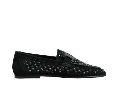 TOD'S Women's Kate Loafers in Suede "Black" XXW79A0HV70CR0B999