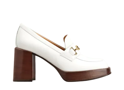 TOD'S Women's Loafers in Leather with Heel "White" XXW82K0HI30RXNB015
