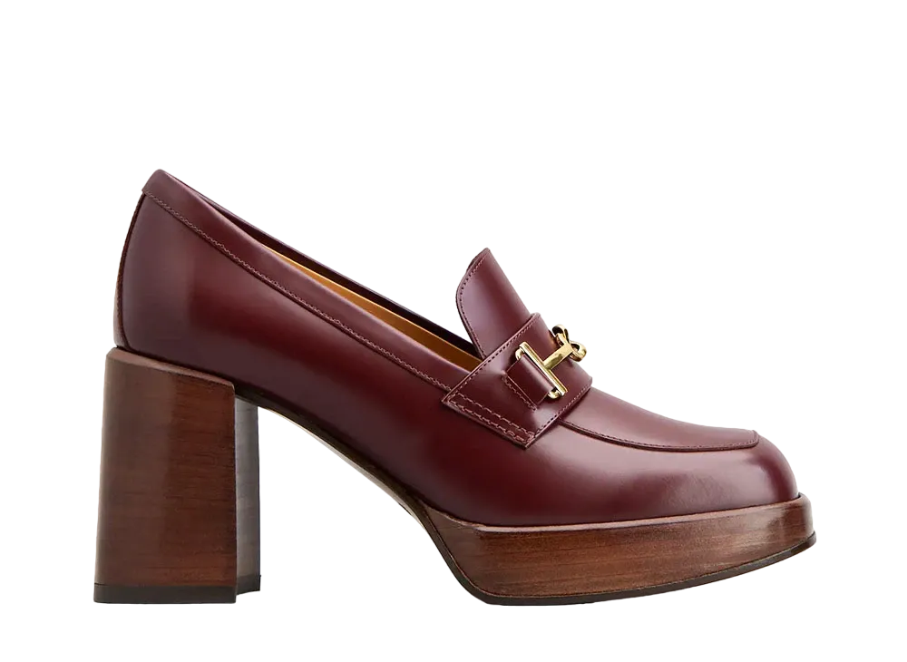 TOD'S Women's Loafers in Leather with Heel "Bordeaux" XXW82K0HI30RXNR825