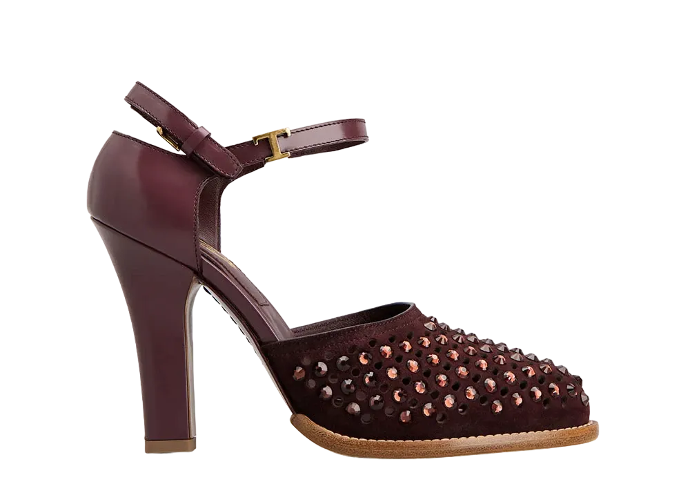 TOD'S Women's D'Orsay Pumps in Smooth Leather and Suede "Bordeaux" XXW90K0HS80SX1ZZHL