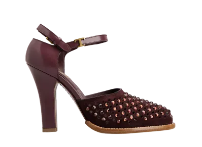 TOD'S Women's D'Orsay Pumps in Smooth Leather and Suede "Bordeaux" XXW90K0HS80SX1ZZHL