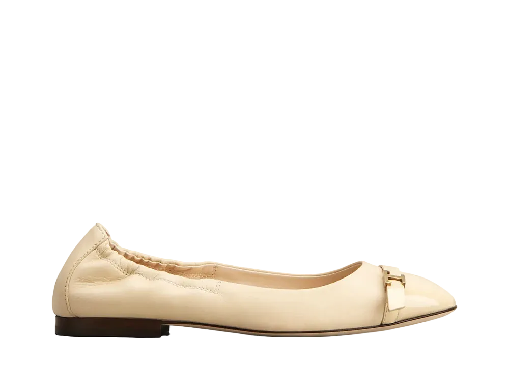 TOD'S Women's Ballerinas in Leather "Cream" XXW94K0HZ30T8AF98T