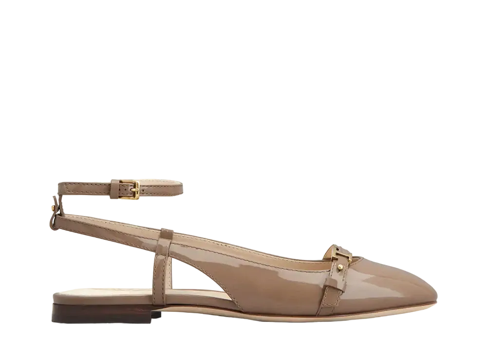 TOD'S Women's Slingback Ballerinas in Patent Leather "Beige" XXW94K0IA40SFKC413