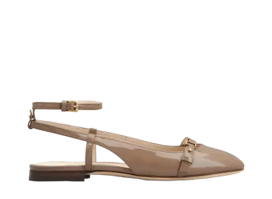 TOD'S Women's Slingback Ballerinas in Patent Leather "Beige" XXW94K0IA40SFKC413