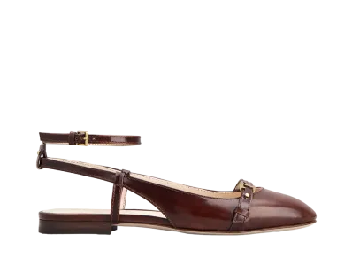 TOD'S Women's Slingback Ballerinas in Leather "Brown" XXW94K0IA40SHAS003