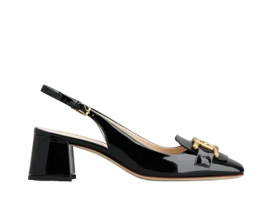 TOD'S Women's Kate Slingback Pumps in Patent Leather "Black" XXW96K0IB60SFKB999