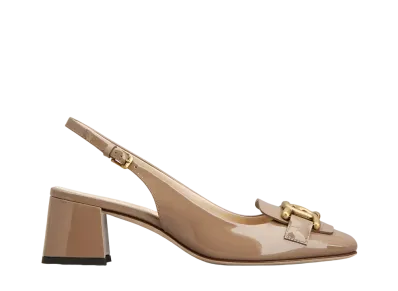 TOD'S Women's Kate Slingback Pumps in Patent Leather "Beige" XXW96K0IB60SFKC413