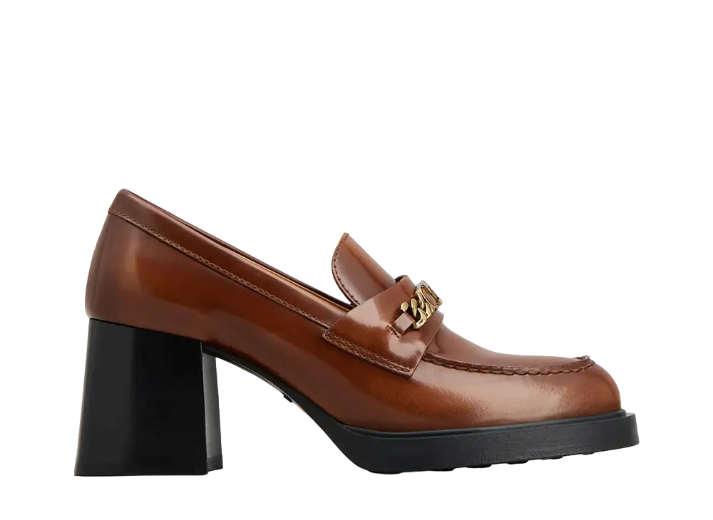 TOD'S Women's Loafers in Leather with Heel "Brown" XXW99K0IB30AKTS003