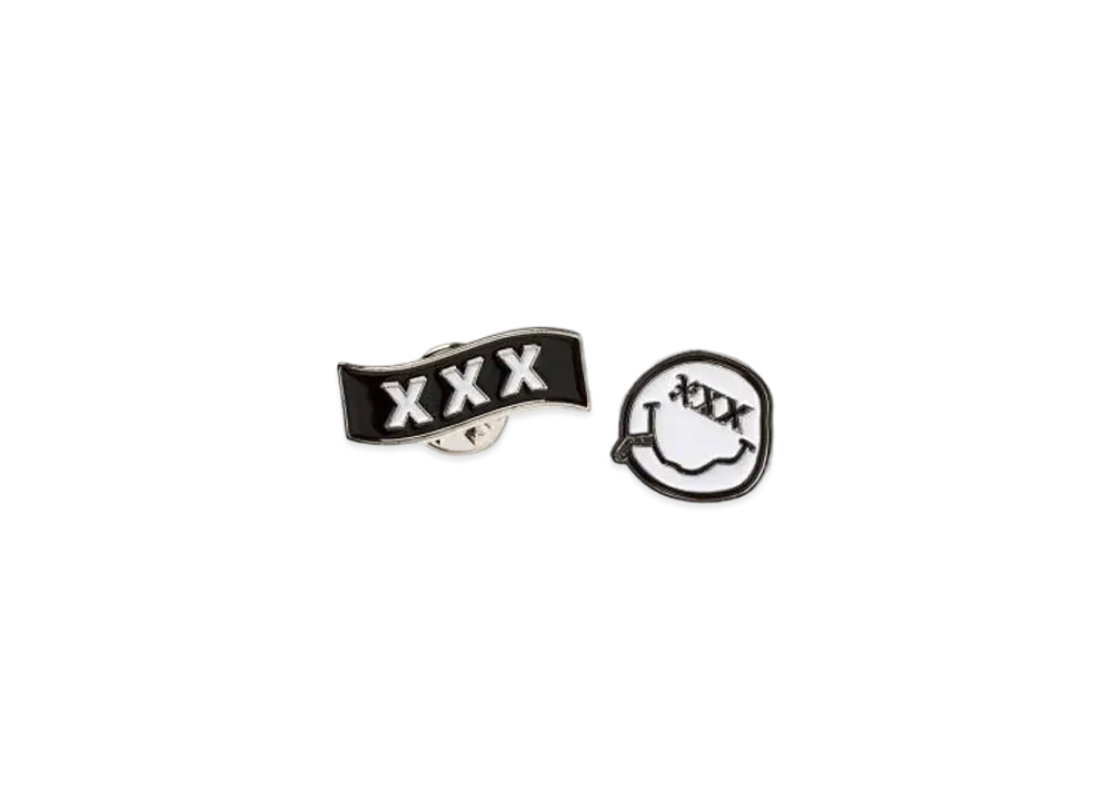GOD SELECTION XXX 2PC SET PIN BADGE GX-S21-ST- "WHITE/BLACK"