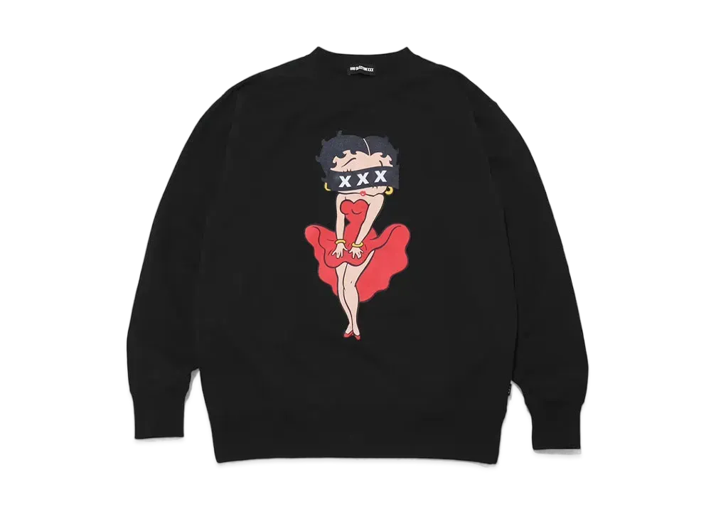 GOD SELECTION XXX x Betty Boop Sweatshirts GX-A24-BBCN-01 "Black"