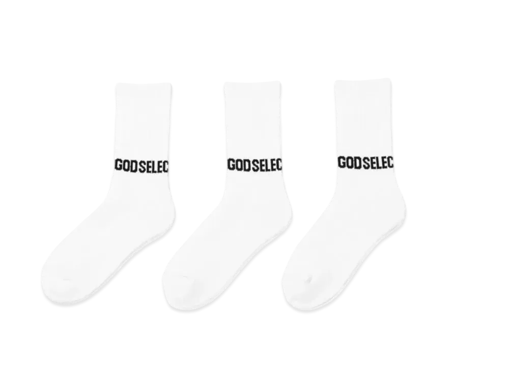 GOD SELECTION XXX Socks (3Piece 1Pack) GX-A24-GD-09 "White"