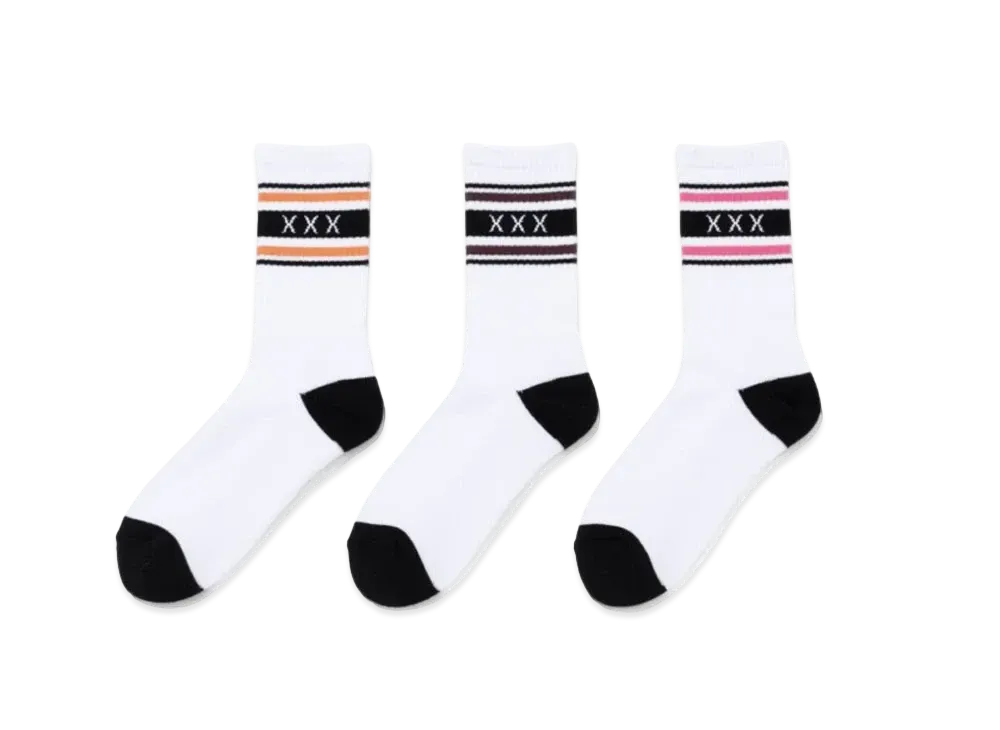 GOD SELECTION XXX Socks (3Piece 1Pack) GX-S24-SO-04 "Orange/Brown/Pink"