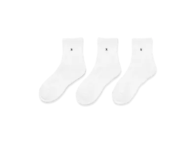 GOD SELECTION XXX OnePoint Logo Short Socks 3-Pack GX-S26-SO-02 "White"