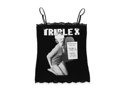 GOD SELECTION XXX Women's TRIPLEX Block Letter Logo Photo Lace Bare Top GXL-S26-CS-06 "Black"