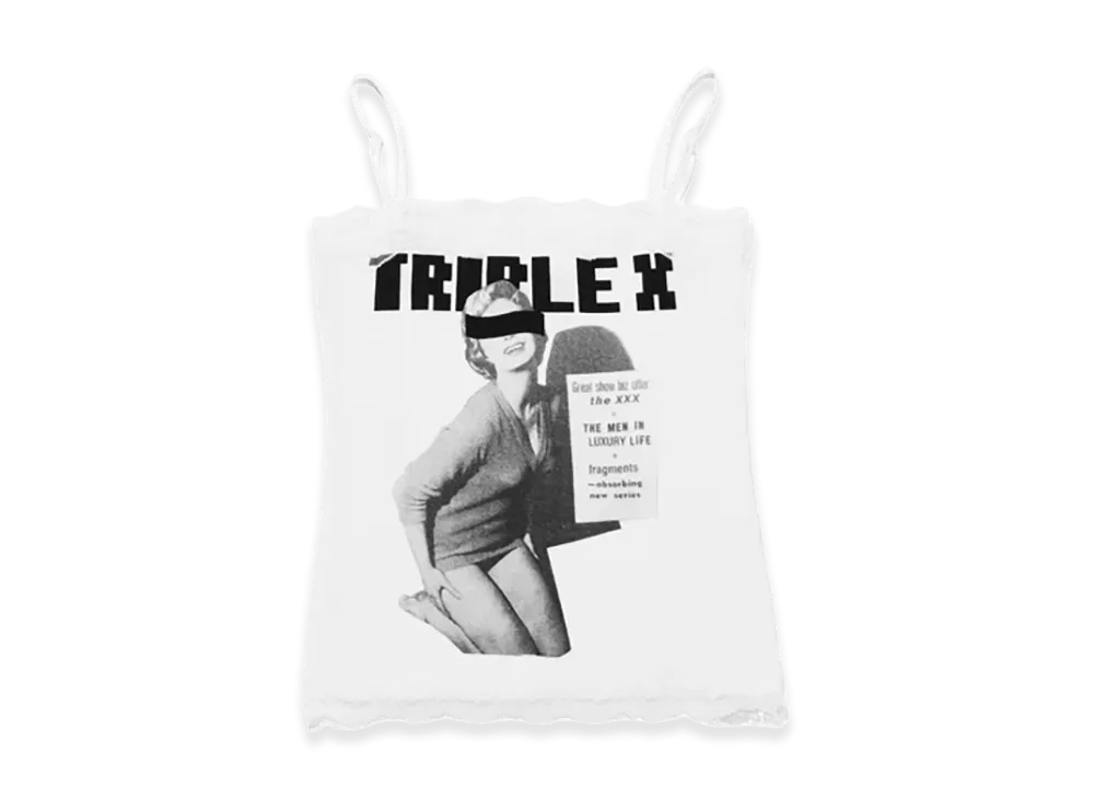 GOD SELECTION XXX Women's TRIPLEX Block Letter Logo Photo Lace Bare Top GXL-S26-CS-06 "White"