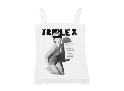 GOD SELECTION XXX Women's TRIPLEX Block Letter Logo Photo Lace Bare Top GXL-S26-CS-06 "White"