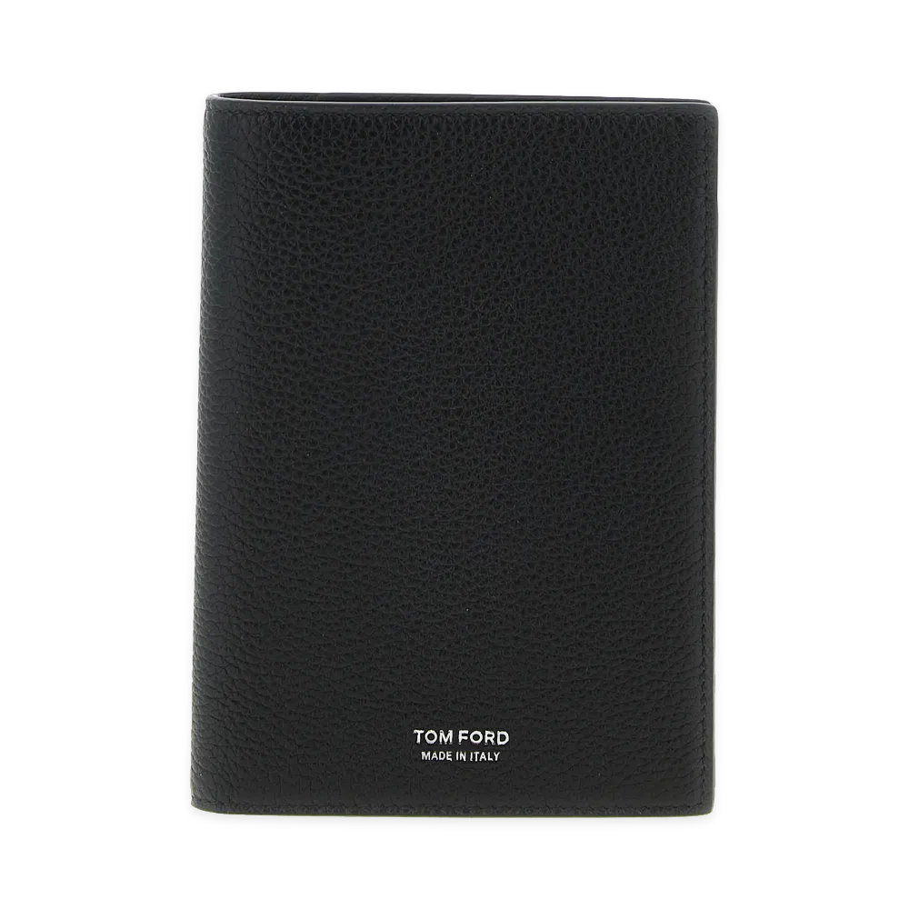TOM FORD Hammered Leather Passport Holder "Black"